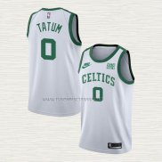 Camiseta Jayson Tatum NO 0 Boston Celtics 75th Anniversary Blanco