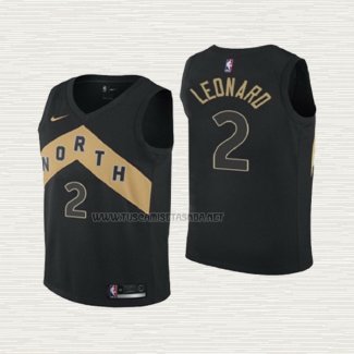 Camiseta Kawhi Leonard NO 2 Nino Toronto Raptors Ciudad 2018 Negro