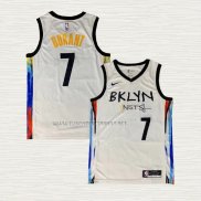 Camiseta Kevin Durant NO 7 Brooklyn Nets Ciudad 2020-21 Blanco