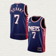 Camiseta Kevin Durant NO 7 Brooklyn Nets Ciudad 2021-22 Azul