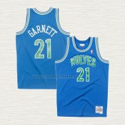 Camiseta Kevin Garnett NO 21 Minnesota Timberwolves Hardwood Classics Throwback Azul