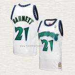 Camiseta Kevin Garnett NO 21 Minnesota Timberwolves Mitchell & Ness 1997-98 Blanco