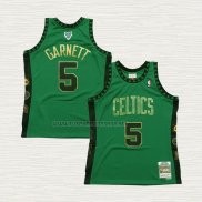 Camiseta Kevin Garnett NO 5 Boston Celtics Hardwood Classics Throwback Hall of Fame Verde