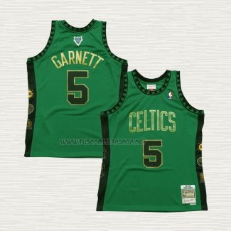 Camiseta Kevin Garnett NO 5 Boston Celtics Hardwood Classics Throwback Hall of Fame Verde