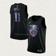 Camiseta Kyrie Irving NO 11 Brooklyn Nets Iridescent Logo Negro