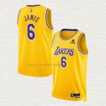 Camiseta LeBron James NO 6 Los Angeles Lakers 75th Anniversary 2021-22 Amarillo
