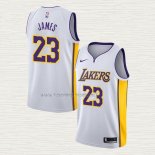 Camiseta Lebron James NO 23 Los Angeles Lakers Association 2018 Blanco