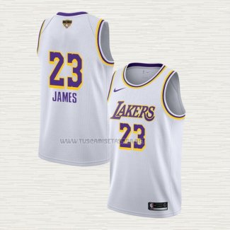 Camiseta Lebron James NO 23 Los Angeles Lakers Association 2020 Final Bound Blanco