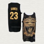 Camiseta Lebron James NO 23 Los Angeles Lakers Liverpool Negro