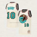 Camiseta Mike Bibby NO 10 Memphis Grizzlies Mitchell & Ness Chainstitch Crema