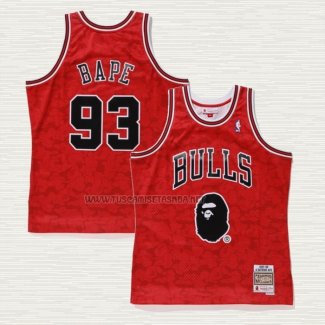 Camiseta NO 93 Chicago Bulls Hardwood Classics Bape Rojo