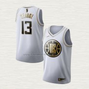 Camiseta Paul George NO 13 Los Angeles Clippers Golden Edition Blanco