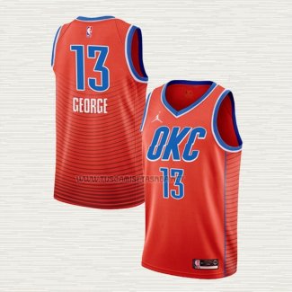 Camiseta Paul George NO 13 Oklahoma City Thunder Statement 2021 Naranja