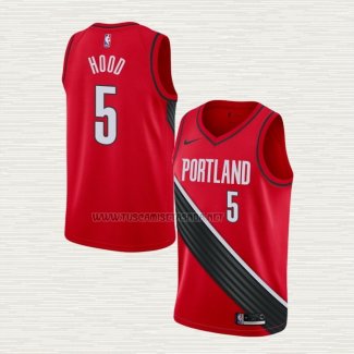 Camiseta Rodney Hood NO 5 Portland Trail Blazers Statement Edition Rojo Negro