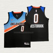 Camiseta Russell Westbrook NO 0 Oklahoma City Thunder Ciudad 2020-21 Negro