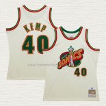 Camiseta Shawn Kemp NO 40 Seattle SuperSonics Mitchell & Ness Chainstitch Crema