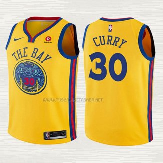 Camiseta Stephen Curry NO 30 Nino Golden State Warriors Ciudad Amarillo