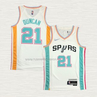 Camiseta Tim Duncan NO 21 San Antonio Spurs Ciudad 2021-22 Blanco