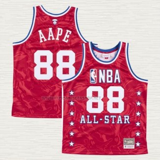 Camiseta AAPE x Mitchell & Ness All Star 1988 Rojo