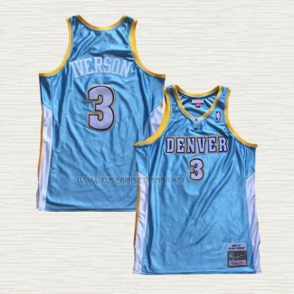 Camiseta Allen Iverson NO 3 Denver Nuggets Retro Azul