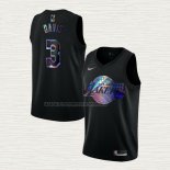 Camiseta Anthony Davis NO 3 Los Angeles Lakers Iridescent Logo Negro