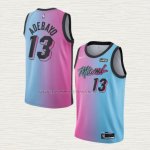 Camiseta Bam Adebayo NO 13 Miami Heat Ciudad 2020-21 Azul Rosa