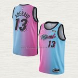 Camiseta Bam Adebayo NO 13 Miami Heat Ciudad 2020-21 Azul Rosa