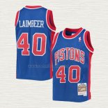 Camiseta Bill Laimbeer NO 40 Detroit Pistons Mitchell & Ness 1988-89 Azul