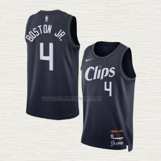 Camiseta Brandon Boston JR. NO 4 Los Angeles Clippers Ciudad 2023-24 Azul