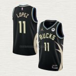 Camiseta Brook Lopez NO 11 Milwaukee Bucks Statement 2022-23 Negro