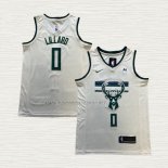 Camiseta Damian Lillard NO 0 Milwaukee Bucks Ciudad 2018-19 Crema