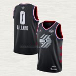 Camiseta Damian Lillard NO 0 Portland Trail Blazers All Star 2019 Negro