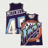 Camiseta Donovan Mitchell NO 45 Utah Jazz Mitchell & Ness Big Face Violeta