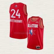 Camiseta Giannis Antetokounmpo NO 24 Milwaukee Bucks All Star 2020 Rojo