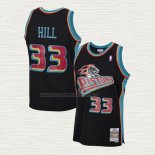 Camiseta Grant Hill NO 33 Detroit Pistons Mitchell & Ness 1998-99 Negro