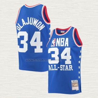 Camiseta Hakeem Olajuwon NO 34 All Star 1985 Azul