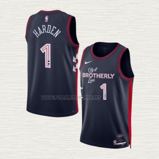 Camiseta James Harden NO 1 Philadelphia 76ers Ciudad 2023-24 Azul