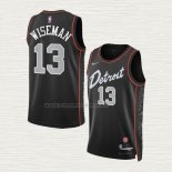 Camiseta James Wiseman NO 13 Detroit Pistons Ciudad 2023-24 Negro
