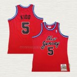 Camiseta Jason Kidd NO 5 Brooklyn Nets Hardwood Classic Throwback Rojo
