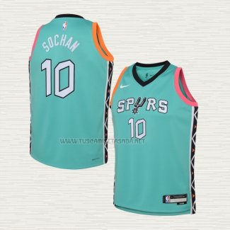 Camiseta Jeremy Sochan NO 10 Nino San Antonio Spurs Ciudad 2022-23 Verde