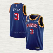 Camiseta Jordan Poole NO 3 Golden State Warriors 75th Anniversary Azul