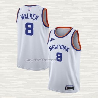 Camiseta Kemba Walker NO 8 New York Knicks 75th Anniversary Blanco