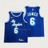 Camiseta LeBron James NO 6 Los Angeles Lakers Hardwood Classic 2021-2022 Azul