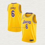 Camiseta LeBron James NO 6 Los Angeles Lakers Icon 2021-22 Amarillo