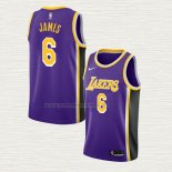 Camiseta LeBron James NO 6 Los Angeles Lakers Statement 2021-22 Violeta