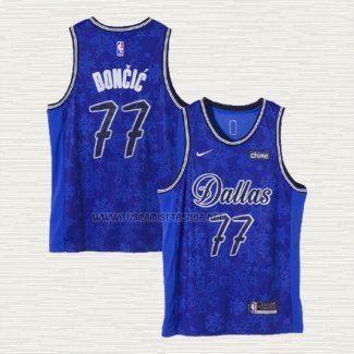 Camiseta Luka Doncic NO 77 Dallas Mavericks Fashion Royalty Azul