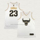 Camiseta Michael Jordan NO 23 Chicago Bulls Golden Edition Blanco