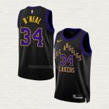 Camiseta NO 34 Los Angeles Lakers Ciudad 2023-24 Negro Shaquille O'neal