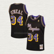 Camiseta NO 34 Los Angeles Lakers Mitchell & Ness 1996-97 Negro Shaquille O'neal