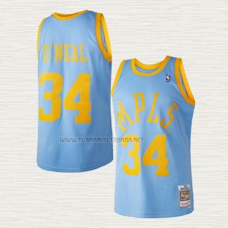 Camiseta NO 34 Los Angeles Lakers Mitchell & Ness 2001-02 Azul Shaquille O'Neal